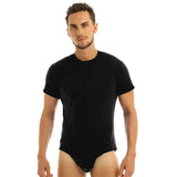 2023 Men T Shirt Bodysuit Sexy Short Sleeve Solid Color O Neck Tees Casual Men Rompers T-shirts Underwear Breathable