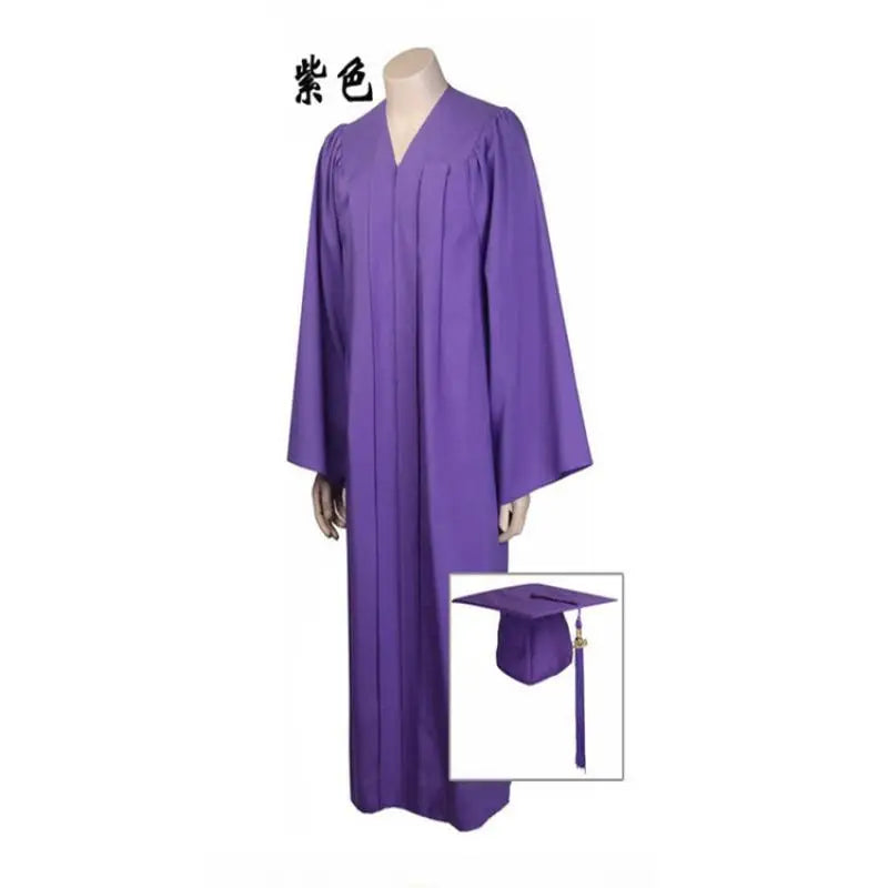 2023 New Woven Baccalaureate Gown American Style Adult University Graduation Academic Dress Solid Color Robe Hat Set