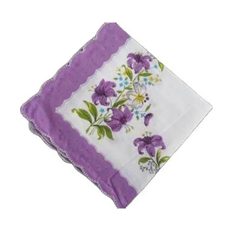 10pcs/lot Vintage white Ladies lace Handkerchief Cotton Flowers Women men children print square face hand towels wedding Gifts