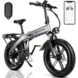 Electric Bike Folding for Adults,200W Peak Motor 48V 15AH/720WH Battery 30MPH 60 Miles Range,20'' x 4 Fat Tire Ebikes for Adults