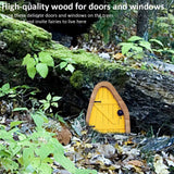 Garden Wooden Fairy Figurine Door Miniature DIY Window Door Elf Art Sculpture Yard Tree Decor Outdoor Fairy Door Craft New