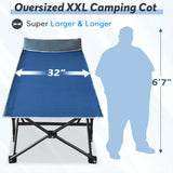 Folding Camping Cot, 79" L x 32" W x 19" H Camp Cot, Oversized Sleeping Cot with Mattress, Carry Bag, Cot Bed, Folding Beds