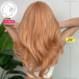 EASIHAIR Light Orange Synthetic Wigs Long Wavy Ombre Natural Hair Wigs with Bangs for Women Cosplay Lolita Wig Heat Resistant