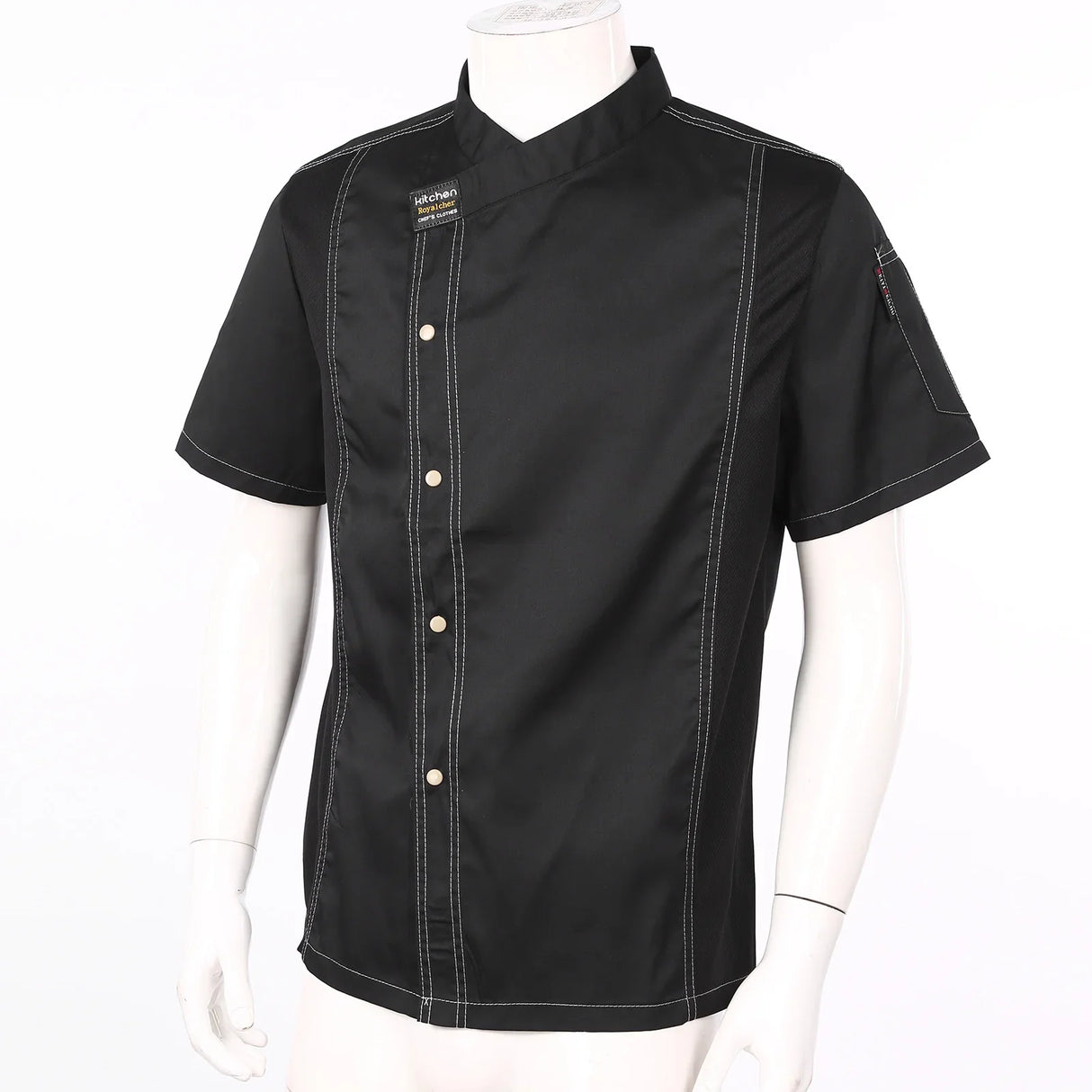 Unisex Chef Jacket Short Sleeve Restaurant Waiter Uniform Kitchen Cook Chef Shirt with Pocket Canteen Cake Shop Cafe Costumes