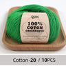 QJH 10PCS 100% Organic Cotton Yarn Pure/Mixed Color Yarn, Knitting Yarn - Crochet Yarn Soft 10 Strands Hank Yarn Machine Washabl