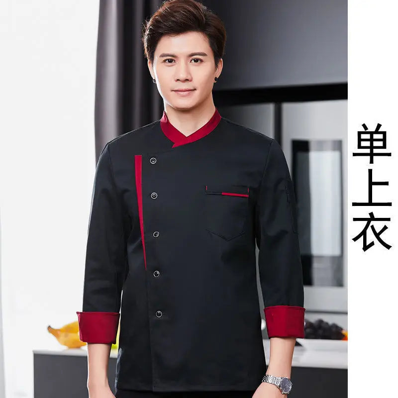 Restaurant Chef Jacket Top Long short Sleeve Hotel Cafe Kitchen Work Wear Bakery Cooking Tops Fast Food Chef Uniform for men