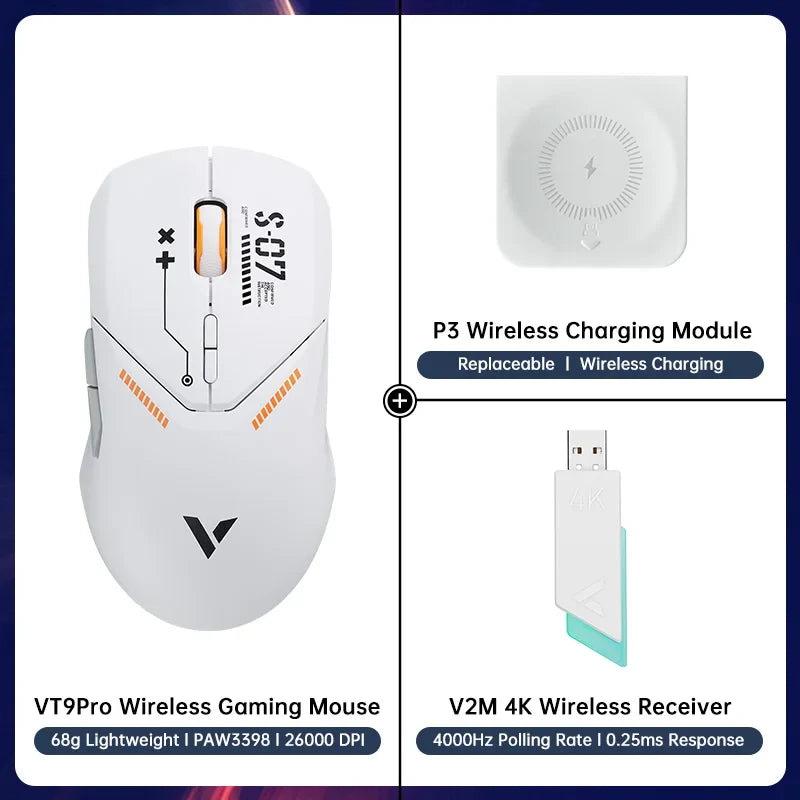 Rapoo VT9PRO Wireless Gaming Mouse Esports Grade 68g Ultra-Light 26000DPI 8 Buttons Optical PAW3398 Computer Mouse For Laptop PC