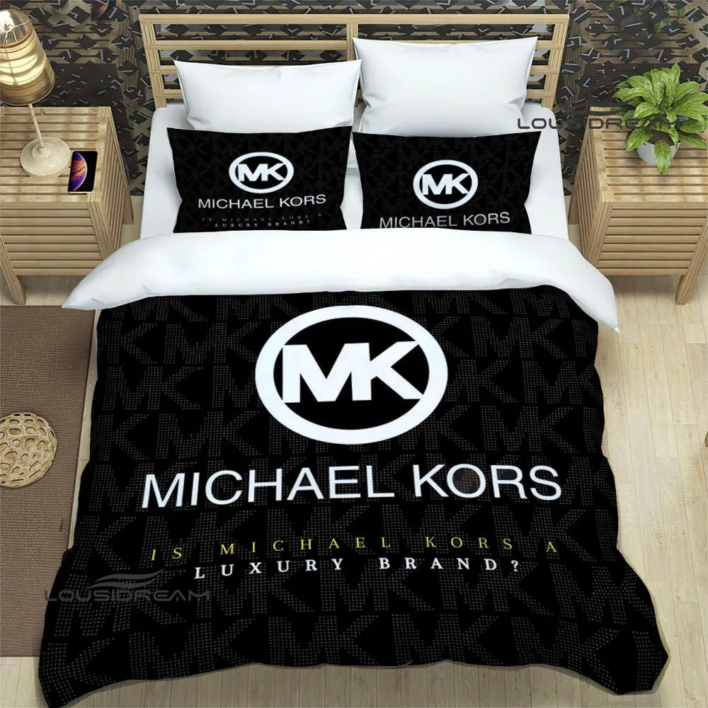 M-Michael-Kors logo printed Bedding Sets exquisite supplies set duvet cover bed comforter set bedding set luxury birthday gift