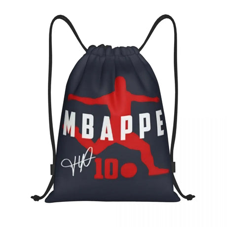 Mbappes Soccer Drawstring Backpack Women Men Sport Gym Sackpack Foldable French KM Football Shopping Bag Sack