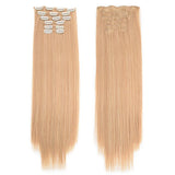 Synthetic Clip in Hair Extensions 6 Pcs/Set 16 Clips Long Straight Hairpieces Clip On Hair Extension for Women Blonde