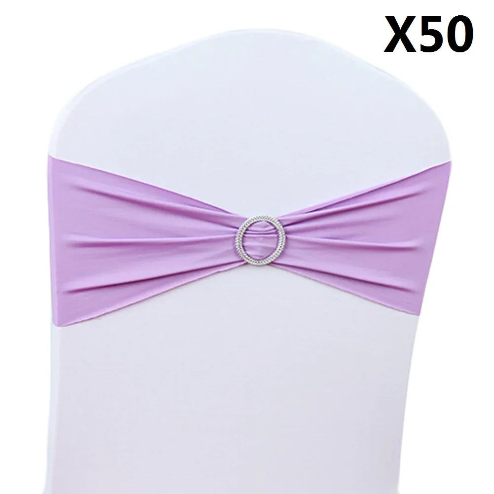 50PCS Wedding Chair Knot Ribbon Decoration Sashes For Banquet Country Cover Straps Back Flower Elastic Bow Events Organza