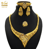 ANIID Nigerian Jewelery Set Wedding Jewelry For Women Dubai 24K Gold Color Jewlery African Designer Earrings Bridal Necklace