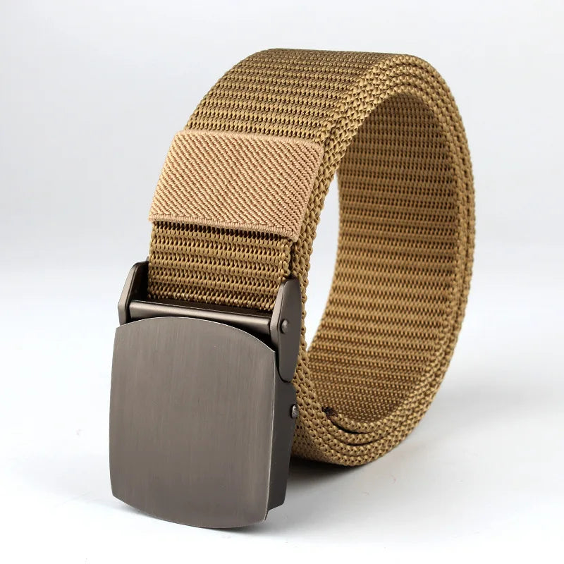 High Quality Belt Nylon Canvas Metal Automatic Buckle Army Outdoor Hunting Webbing Jeans Tactical Belts For Men Male Fashion