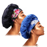 2PCS/LOT Women Fashion Printed Nightcap Wide Edge Beanie Solid Color Bonnets Multifunction Sleepcap Make Up Beauty Hair Care Hat