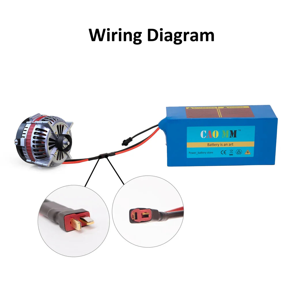 CaoMM 36V Electric Bike Battery with Charger BMS Protect 10Ah 10S4P Lithium Ebike Battery for Scooter Motorcycle Solar Panels