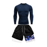 Men's Compression Suit Sports Fitness Quick Drying Suit Tight Short Sleeved Anime Double Layer Shorts Summer