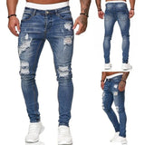 Men's Jeans 2022 New Men's Casual Pants Ripped Spring And Autumn Sports Jeans Pocket Straight Street Run Soft Denim Neutral Slow