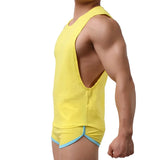 Mens Tank Tops Sleeveless Cotton Summer Vest Loose Gym Fitness Tops Casual Undershirts Boxers Shorts Underwear Mens Clothes Set