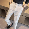 British Style Men High Waist Dress Pants 2023 Autumn Solid Color Casual Trousers Slim Fit Formal Suit Pants Fashion Men Clothing