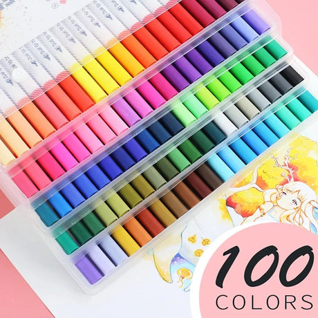 12-262PCS Colores Markers Pen Set Painting Brush Drawing Manga Highlighter School Art Supplies For Artist Korean Stationery