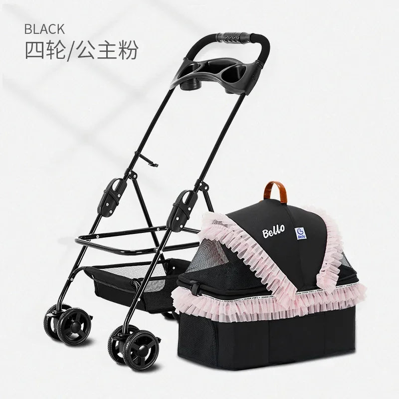 Detachable Pet Trolley 4 Wheel Universal Dog Stroller for Small Dog Cat Carrier Load Bearing 20kg