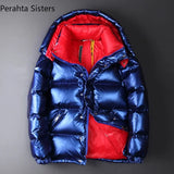 High Quality Short Down Jacket For Men Women Fashion Bright Hooded -30 Degrees Warm Puffer Jacket Couples Winter Coats 2023 New