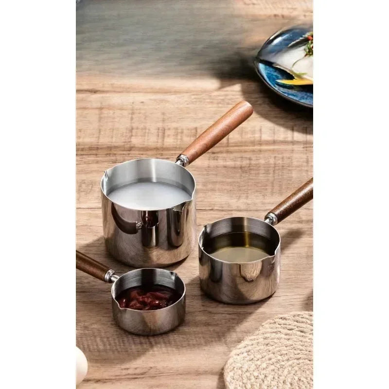 Kitchen Baking Tools Bakeware Measuring Tools & Scales Set Stainless Steel Measuring Cups and Spoons with Wooden Handle