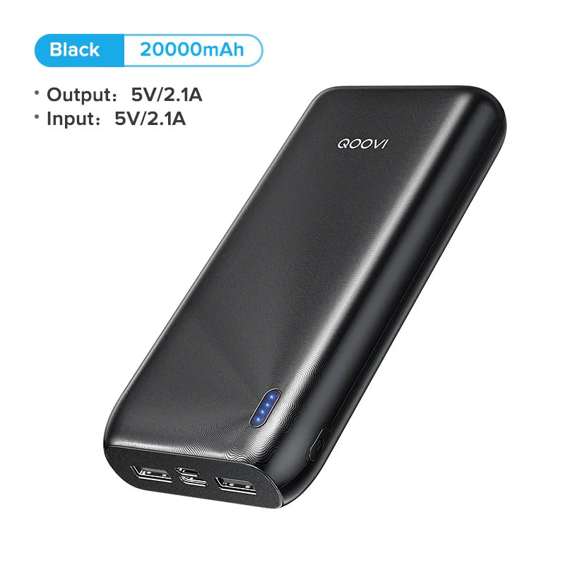 QOOVI 10000mAh Power Bank Ultra-thin Portable Charger For iPhone 13 Xiaomi Samsung Huawei External Battery 10000 mAh PowerBank