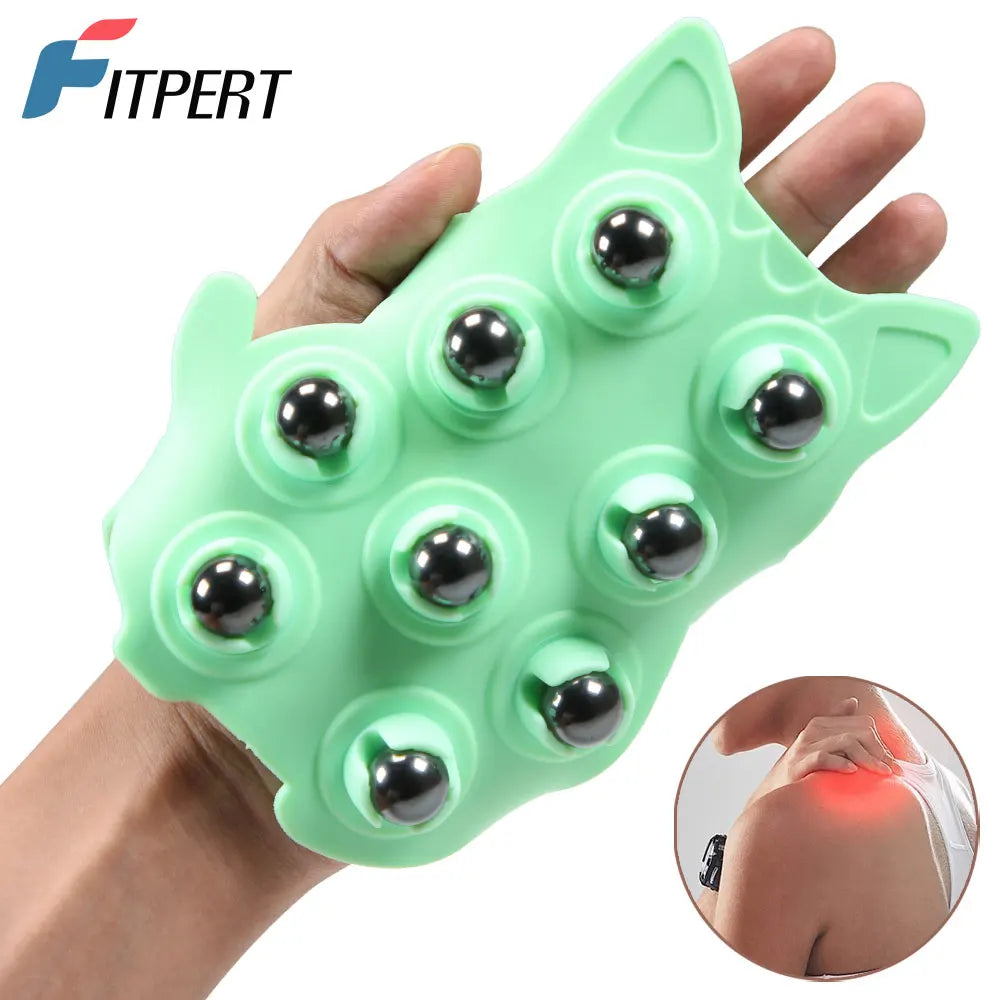 Portable Roller Ball Massage, Glove Muscle Relax Slimming Magnetic Bead Body Massager, Hand Held Massager for Muscle Back Neck