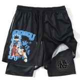 New Print Anime Shorts Men Women 2 in 1 Quick Dry Mesh Gym Shorts to Fitness Running Summer Black Performance Scanties