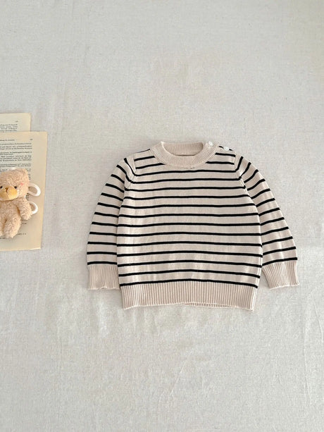 Spring And Autumn Newborn Infant Baby Boys And Girls Knit Top Shirt Stripe Round Dot Sweater Kids Fashion Baby Clothing