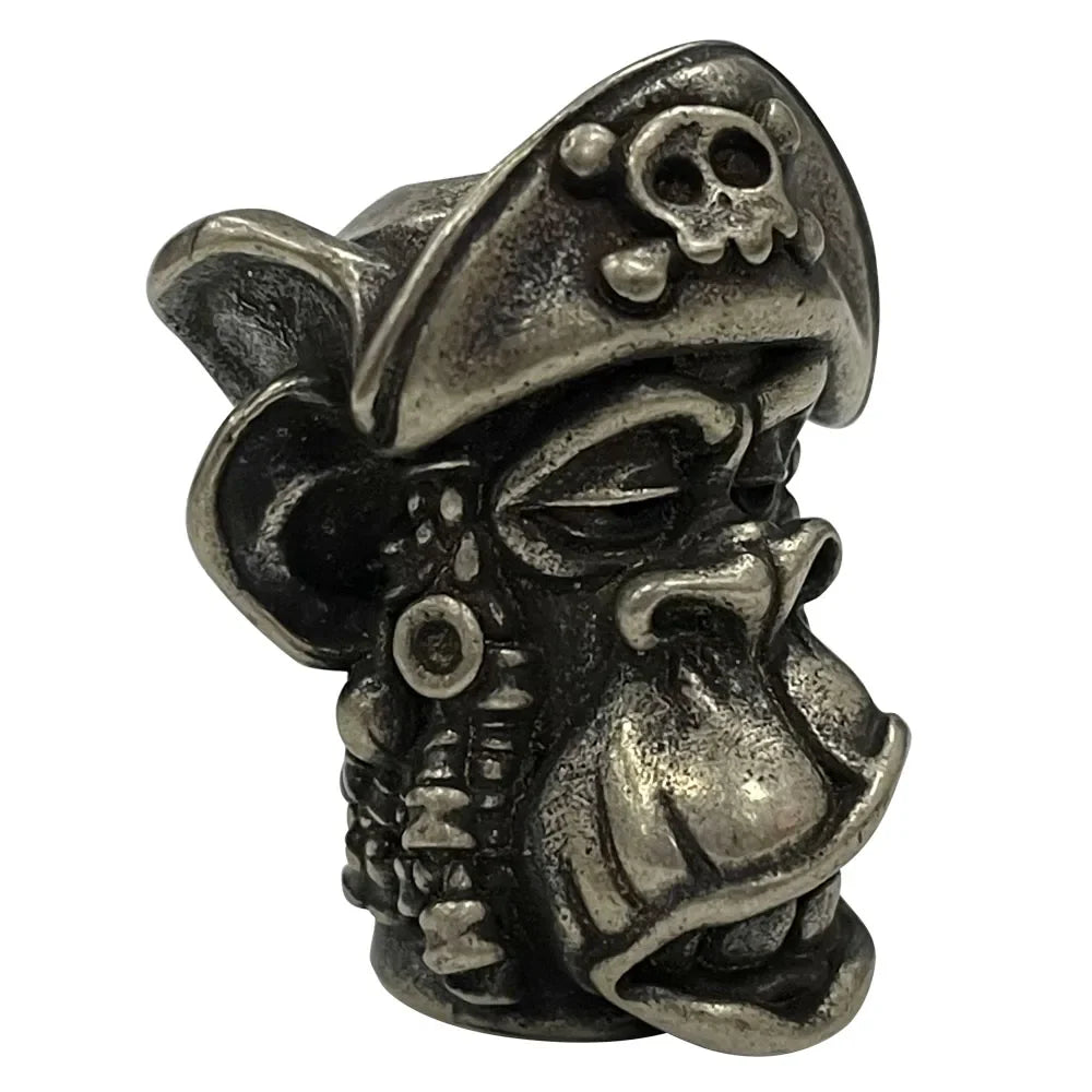 White Brass Gorilla Pirate Dreadlocks Monkey Knife Beads Outdoors EDC DIY Tools Lanyard Pendants Personality Handcrafted Pearl