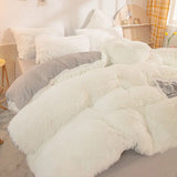 Fluffy Comforter Cover Bed Set Faux Fur Fuzzy Duvet Cover Set Luxury Ultra Soft Plush Long Shaggy Queen Size Duvet Quilt Cover