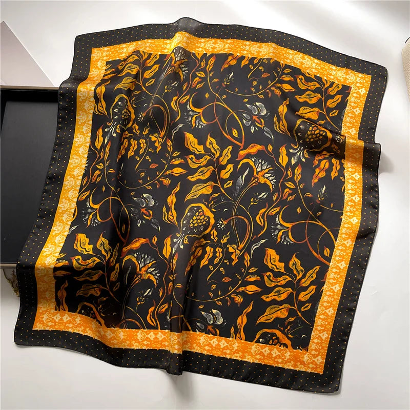 2023 Fashion Wraps Satin Hijab Luxury Square Scarf for Women Hair Bands Ribbon Headband Silk Shawl Neckerchief Female Bandana