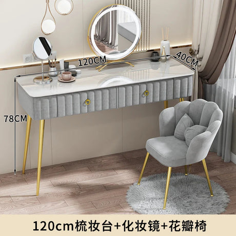 Luxury Nordic Dressing Table Mirror Chair Bedroom LED Modern Dressing Table Drawer Drawer Coiffeuse De Chambre Furniture Makeup