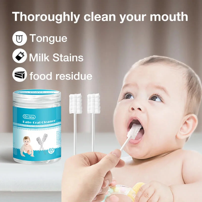 60Pcs Baby Tongue Cleaner Disposable Gauze Toothbrush Paper Rod Infant Oral Cleaning Brush Stick For Newborn Cotton swab