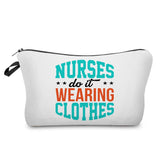 Nurse Makeup Bag Women Cosmetic Bag Toiletry Travel Organizer Lady Purse Cartoon Alphabet Print Zipper Hospital Doctor Gifts