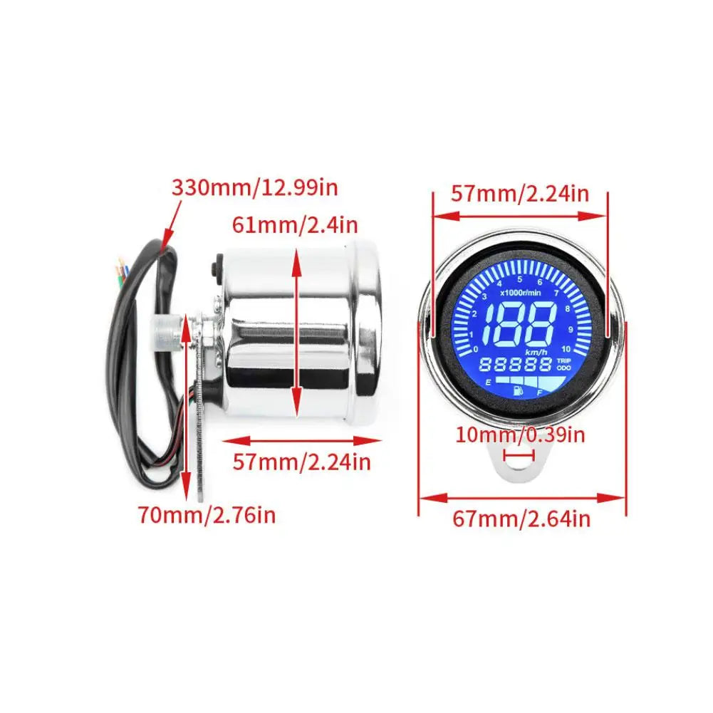 Motorcycle LCD Digital Meter Multi‑Functional Odometer Speedometer Tachometer RPM Fuel Level Gauge MPH H Dropshipping