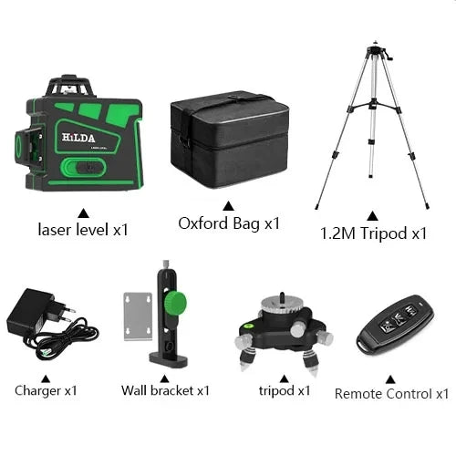 Laser Level 12 Lines 3D Self-Leveling 360 Horizontal And Vertical Cross Super Powerful Green Laser Beam Line