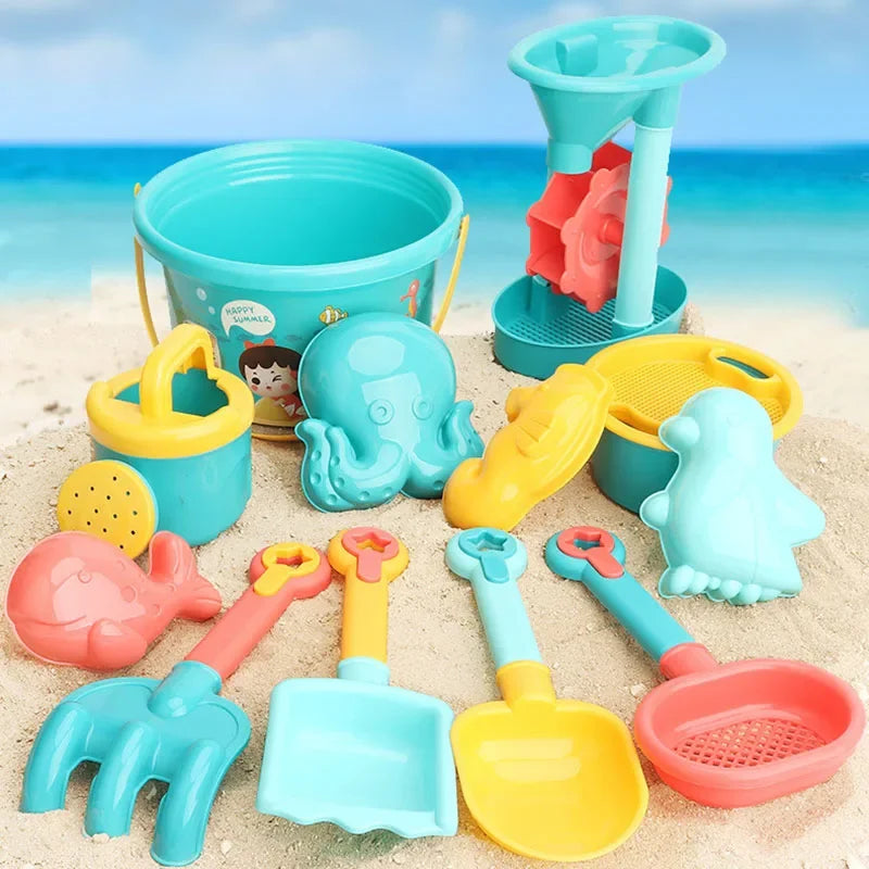 Children Sand Toys 13/18PCS  Summer Beach Game Sand Bucket Shovel Silicone Sandbox Outdoor Water Fun Beach Toys Gifts for Kids