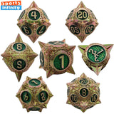 7pcs Solid Metal Dice Beautiful and Finely Crafted Number Dice Set for Dnd TRPG RPG Cthulhu Dice Running Team Desktop Decoration