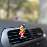 4PCS Cute Umbrella Couple Car Interior Decoration Action Figures Auto Rearview Mirror Dashboard Ornaments For Car Accessories