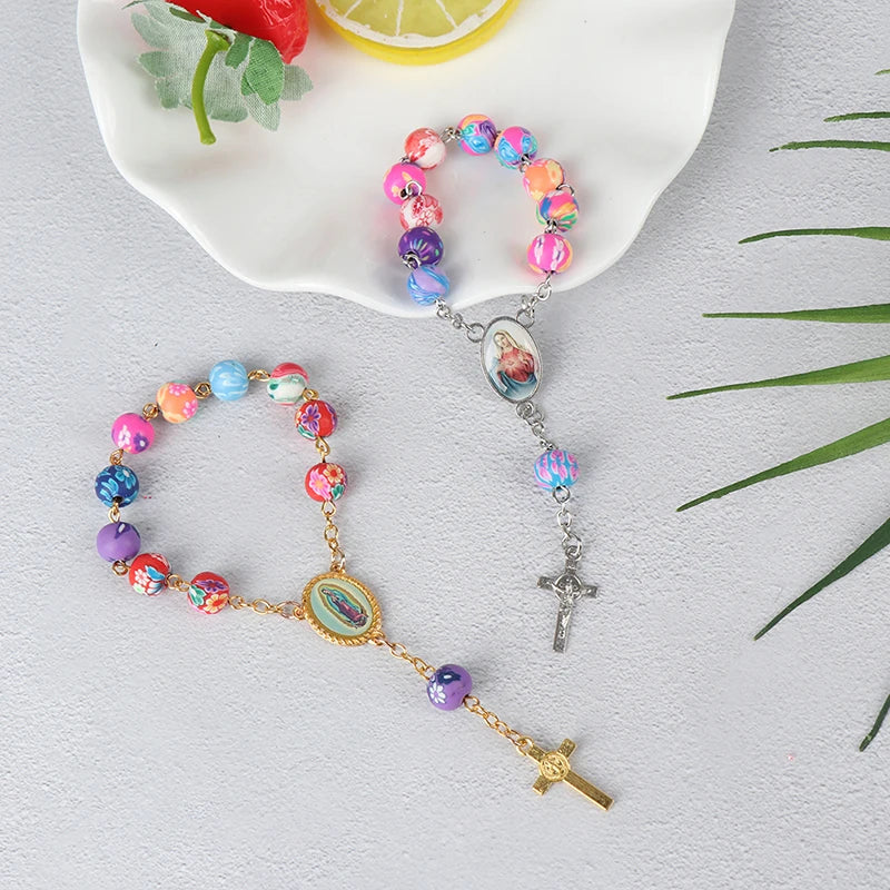 Rosary Bead Bracelet Catholic Pendant Virgin Mary Christian Religious Jewelry Centrepieces Christian Catholic Religious Jewelry