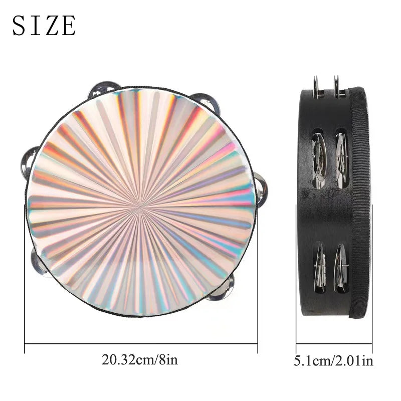 New 8 Inch Double Row Drums Professional Tambourine Colorful Lollipop Style Music Drum Percussion Instruments Gifts For Adults