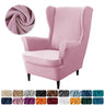 Velvet Stretch Wingback Chair Covers Wing Armchair Cover with Seat Cushion Covers Elastic Sofa Slipcovers Pokrowce Na Fotele