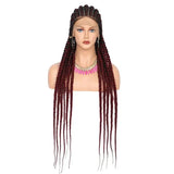 36" Embroidery Full Double Lace Braided Wigs for Women Box Braids Wig with Baby Hair Synthetic Lace Frontal Cornrow Braided Wig