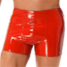 Sexy Mens Wet Look Patent Leather Boxer Briefs Bulge Pouch Shorts Underwear Shiny Metallic Swim Trunks Bikini Bottoms Swimwear