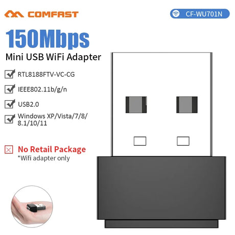 10pcs RTL8188EUS/RTL8188FTV Mini USB Wifi Adapter 150Mb Wi-Fi Antenna Dongle 802.11b/g/n Wireless Network Card PC Wi fi Receiver