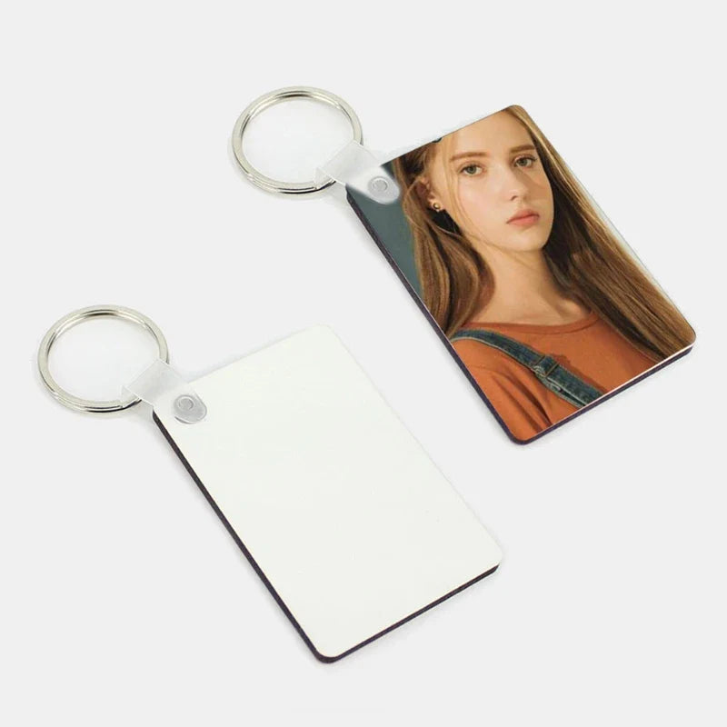 12/24/30Pcs Sublimation Blank Keychains Thermal Transfer Key Chain Double-Side Printed MDF Keyrings with Split Rings