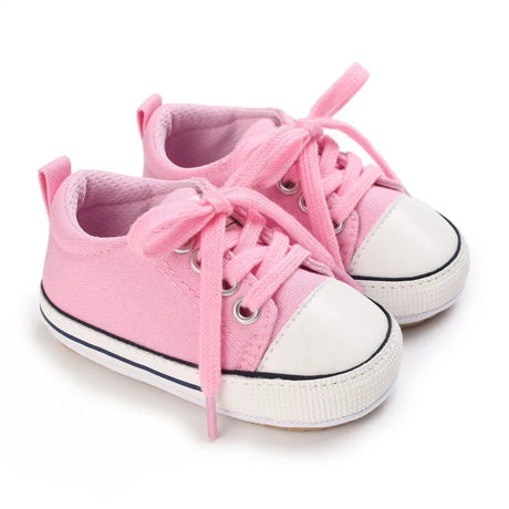 2023 New Baby Casual Shoes 4-color Lace-up Canvas Shoes for Boy Girl Rubber Sole Wear-resistant Non-slip Newborn Infant Sneakers